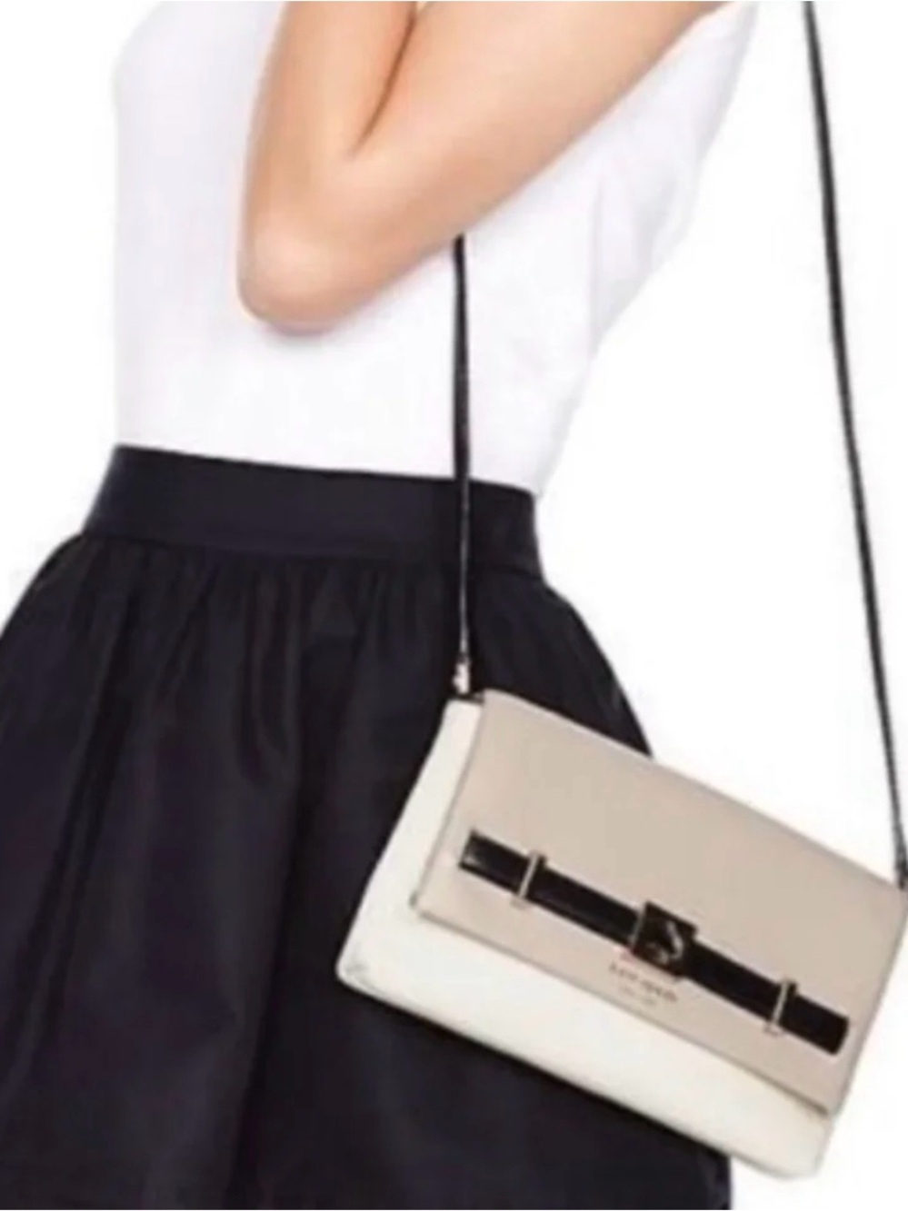 kate spade Taupe, Black and Cream Leather Crossbody Bag